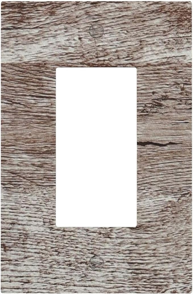 Outlet Covers Rustic Dark Grey Wood Plank Vintage Texture 1 Gang Single Rocker Light Switch Cover Plate Decorative GFCI Wallplates Socket Cover Electrical Switch Plate Covers for Farmhouse Home