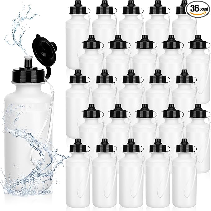 Zubebe 36 Pcs Sports Water Bottles Bulk Squeeze Reusable Bpa-free Plastic Water Bottles End of the Year Gifts Summer Gifts for Students School Travel Hiking Cycling Event Team Gift