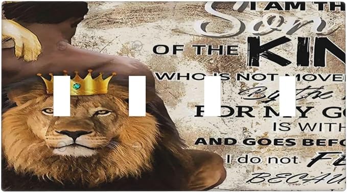 Quotes African Man Afro Lion 4 Gang Device Light Switch Cover Decorative Quad Toggle Wall Plate Decorative Electrical Faceplate for Home Bedroom Art Decorate
