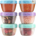 Salad Dressing Container to Go with lids,Dishwasher and Microwave Safe Tiny Condiment Containers with Graduated Lines, Reusable and Leakproof Small Sauce Containers for Lunch Box 6 Pcs 4 OZ Mixed 1