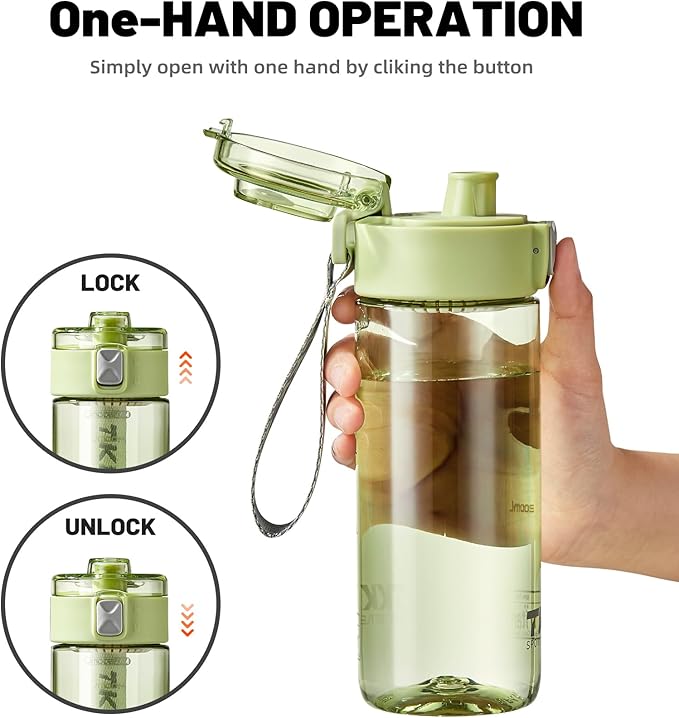 TKK Sports Water Bottle, 17oz Tritan Kid Jug with Leak Proof Lid & Handle Strap & Built-In Infuser - BPA-Free, Easy-Clean Design for Gym, Office & Outdoor Travel, Light Green