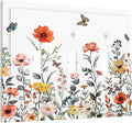 Colorful Butterfly Blossom Flower Floral 3 Gang Light Switch Plate Decorative Triple Toggle Wall Plate Cover Electrical Faceplate Switch Face Plate