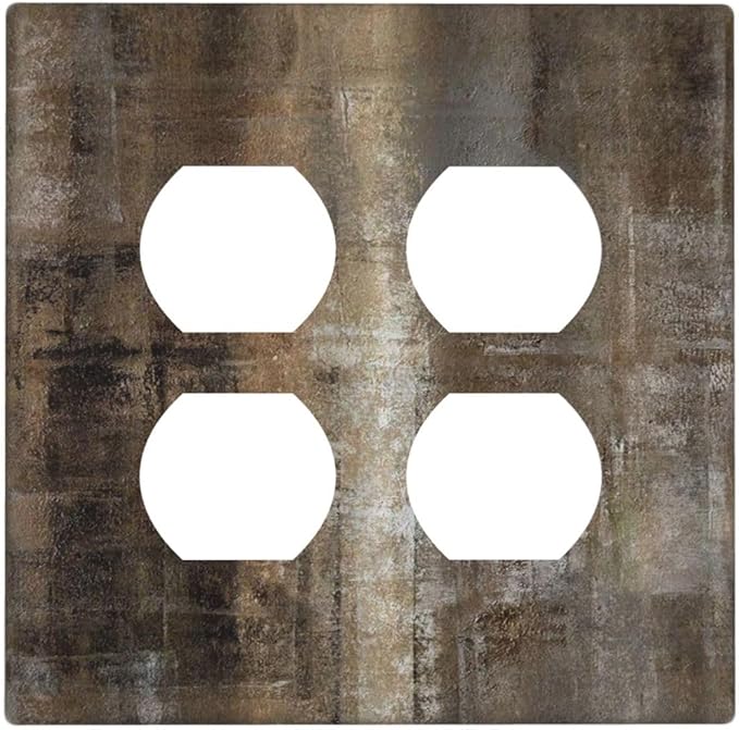 Decorative Light Switch Cover Plate Tan Brown Rustic Abstract Wood Vintage Wooden 2 Gang Decorative Switch Plates 1 Toggle Duplex Combo Outlet Covers GFCI Plug Covers Wallplates for Farmhouse Home