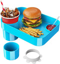 Car Seat Cup Holder Snack Tray for Kids, Reduces Mess, Detachable Large Base & Adjustable Ring, Carseat Tray for Toddler, Car Seat Food Tray Eating Table for Kids Travel Road Trip -Sky Blue