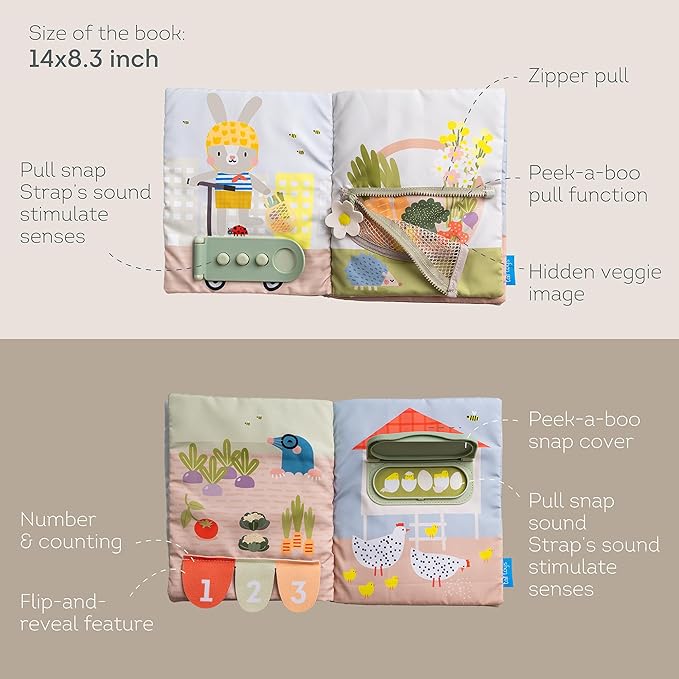 Taf Toys Busy Book for Toddlers 1-3 - Montessori Activity Book with 12 Sensory Learning Activities - Develops Fine Motor Skills and Early Numeracy Through Play