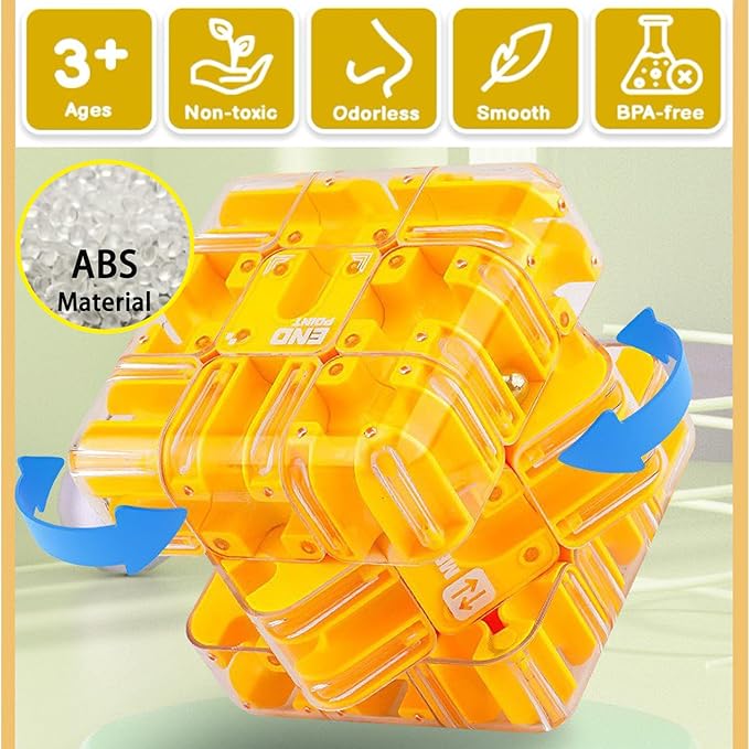 Large 3D Labyrinth Cube Puzzle, Puzzles Maze Cube Ball for Kids, Education Sensory Toys Rubik Race Game Spatial Awareness Brain Training Toy for Stress Relief for Adults Teens(Green)