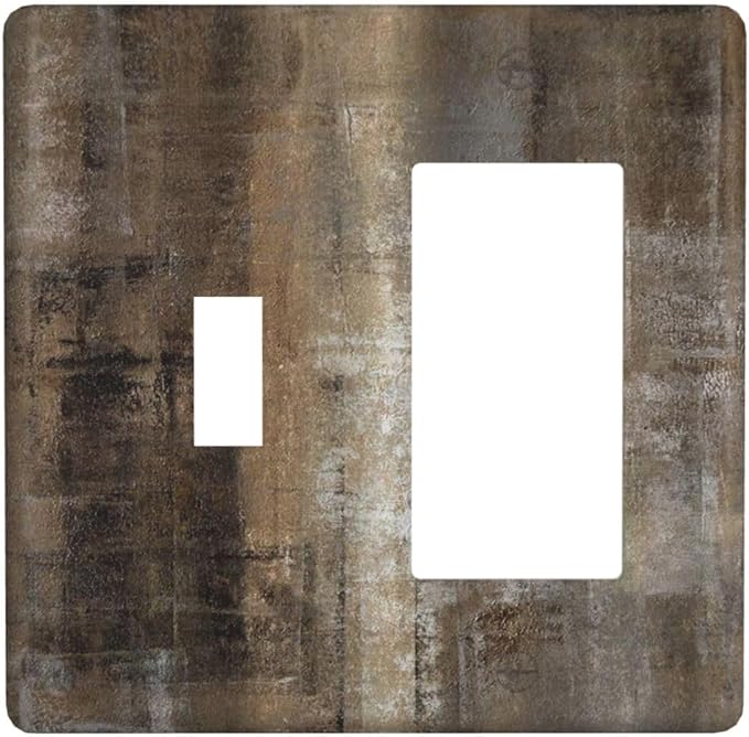 Outlet Covers Tan Brown Rustic Abstract Wood Vintage Wooden 2 Gang Combo Light Switch Cover Plate Toggle Rocker Wallplates Decorative Switch Plates and Outlet Covers for Farmhouse Home Decor