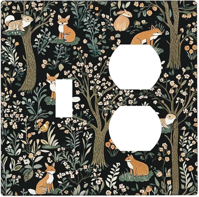 Wallplates Fairy Forest Animals Fox Squirrel Flower 1 Toggle 1 Duplex Switch Plate Electrical Gfci Faceplate Decorative Light Switch Covers For Bed Room Farmhouse Decor
