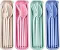 Camping Utensil Set, Reusable Utensils Set with Case, Plastic Cutlery Set Forks Spoon Tableware Chopsticks, Portable Cutlery Set for Travel Picnic Camping or Daily Use