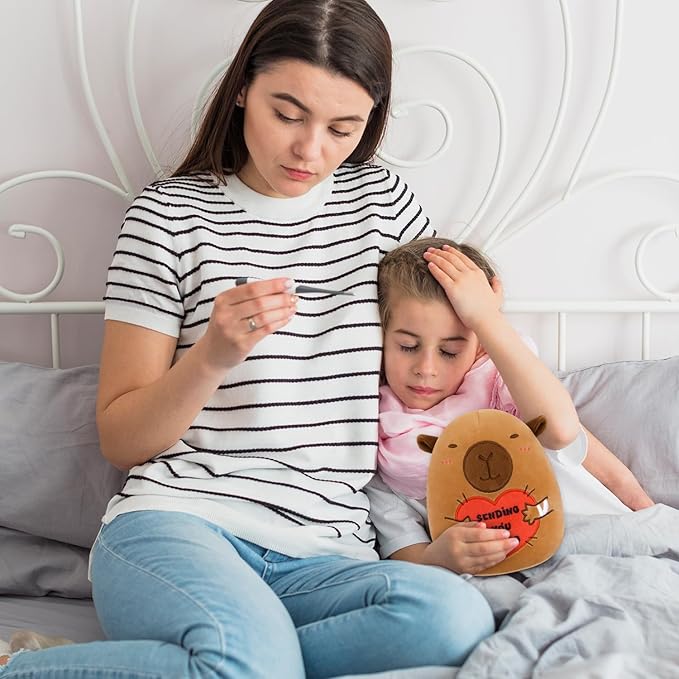 Capybara Plush, 8 Inch Get Well Soon Stuffed Animal with Bandage & Heart Hug for Surgery Recovery, Emotional Support Plush Toy, Feel Better & Get Well Gifts for Women, Men & Kids