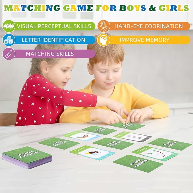 Zubebe 4 Sets Memory Matching Game for Kids Memory Match Fun Matching Game Educational Toys for Family Night, Party Favors, Classroom Prizes (Style 2)