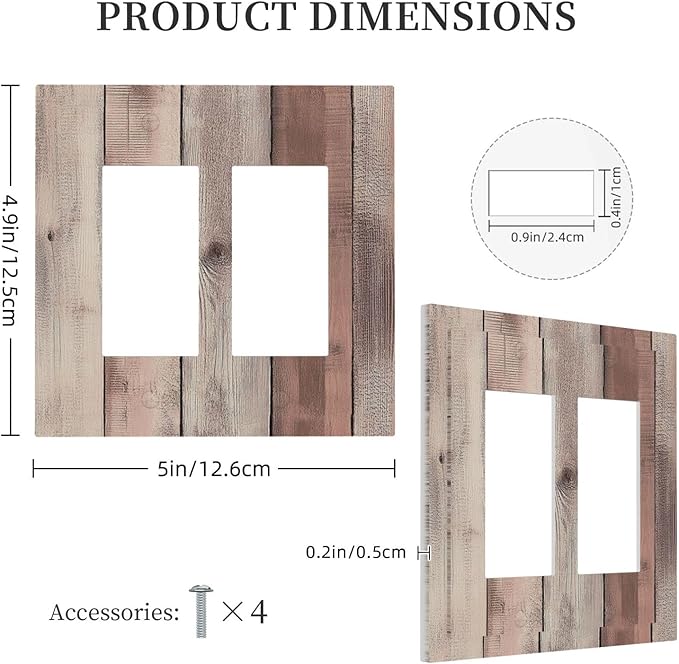 Decorative Outlet Covers Vintage Natural Wood Rustic Cinnamon 2 Gang Double Gfci Rocker Electrical Wall Panels Light Switch Cover Plate For Farmhouse Cabin Decor