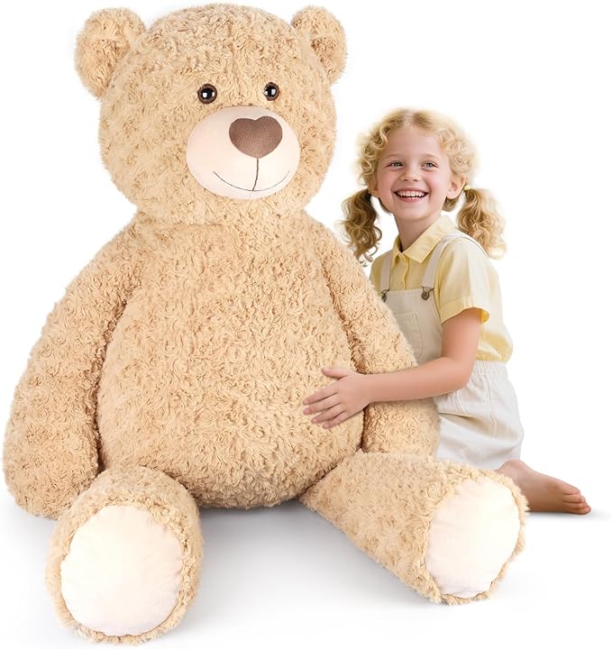 SuzziPals 43 inch Giant Teddy Bear Stuffed Animal, Lifelike Stuffed Animals for Stress Relief & Companion, Extra Soft Fluffy Big Plushies Hugging Pillow, Jumbo Teddy Bears Gifts for Kids Adults