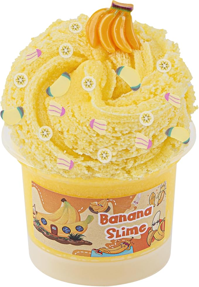 Banana Yellow Cloud Slime, Super Drizzly & Non-Sticky Premade Slime, Slimes Party Favors for Kids, Slimes Sensory Toys for Birthday Easter Hallowmas Christmas Girls Gifts & Boys Gifts