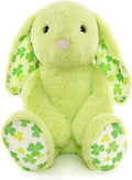 WEIGEDU Green Rabbit Bunny Stuffed Animal Plush Toy with Floppy Ears & Shamrock Print for Kids, Boys, Girls, Babies - Perfect, St. Patrick's Day, Birthday, Easter, Christmas, Bedtime Gift
