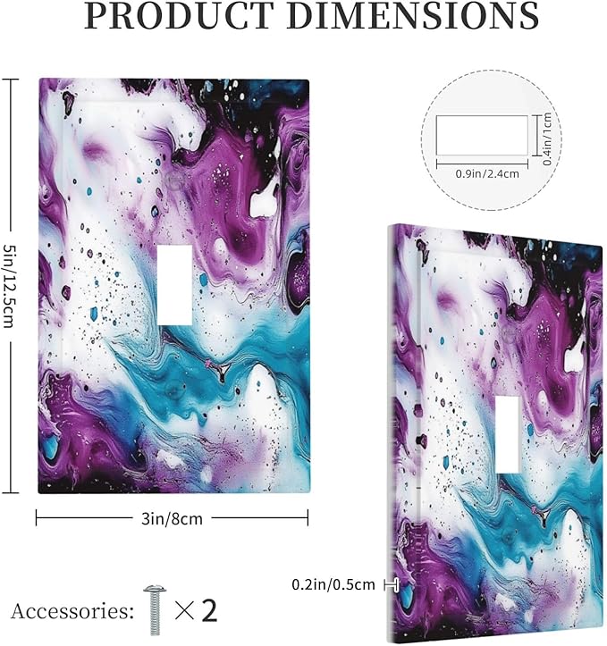 Decorative Light Switch Cover Purple Blue Swirl Marble Tiles 1 Gang Single Toggle Device Electrical Faceplate Switchplates Decorator Outlet Wall Plate For Bed Room Living Room Decor