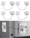 4 Pack Refrigerator Locks with Keys for Kids and Adults, Self Adhesive Child & Baby Proofing Fridge Latch for Double Door, French Door, Cabinets and Drawers, Oven, Windows (Patent)