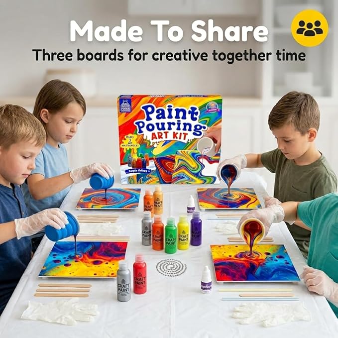 PURPLE LADYBUG Paint Pouring Kit - Painting Kit for Kids, Art and Crafts for Kids Ages 8-12, Gifts for 6 7 8 9 10 11+ Year Old Boys & Crafts for Girls 8-12, Birthday Gifts for Girls, Tween & Teen Girl