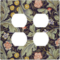 Boho William Morris Floral Green Leaves Flower Outlet Covers 2 Gang Double Duplex Decorative Light Switch Covers Electrical Wallplates Socket Faceplate for Farmhouse Home Decor