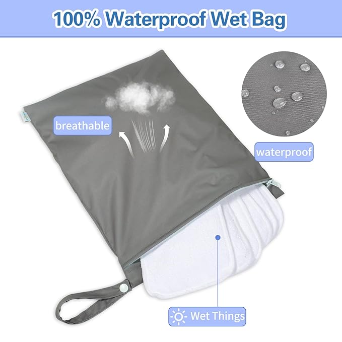 babygoal Waterproof Wet Dry Bag for Swimsuit, Reusable Bag for Travel, Food Storage, Stroller, Daycare, Baby Diapers, Yoga, Beach, Pool, Wet Clothes-Green