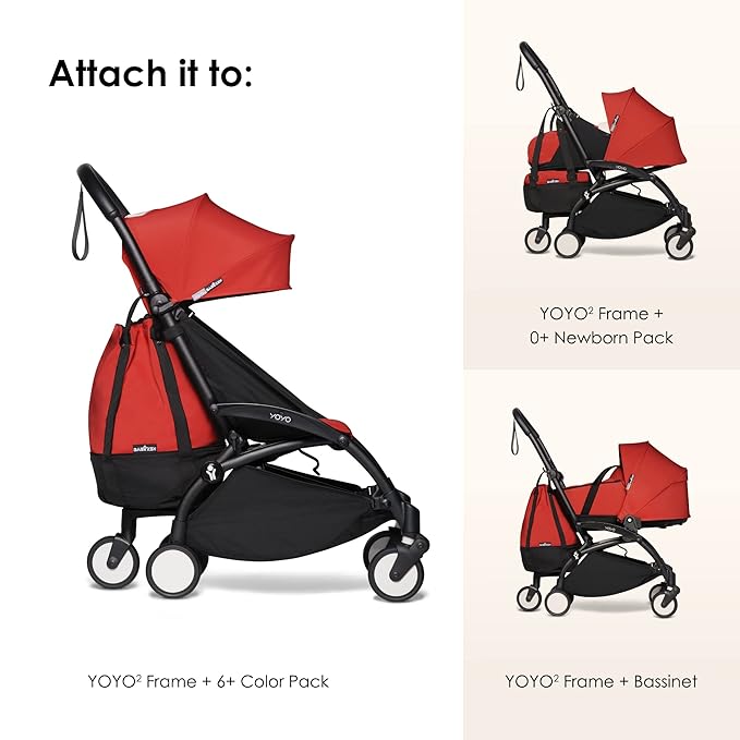 Babyzen YOYO Bag, Red – Provides Extra and Sturdy Storage in the YOYO2 Stroller – Includes Wheel Base and Hooks