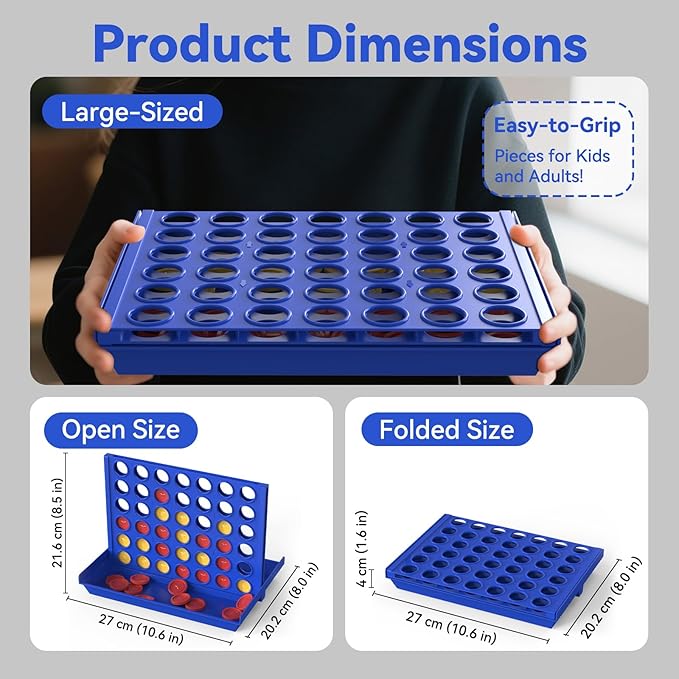 Pup Go Big Size 4 in a Row Game for Kids Ages 3 for Boys Girls Teens, Family Tabletop Games Indoor & Outdoor for Yard, Lawn, Camping, Party, Foldable Design with 6 Spare Discs