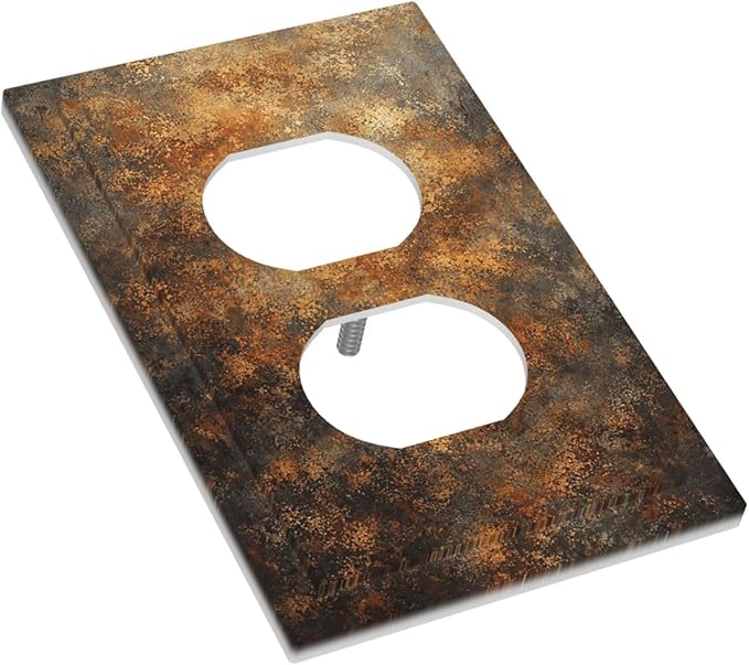 Decorative Outlet Covers Vintage Rust Pattern in Brown gold 1 Gang Duplex Light Switch Cover Plate Unique Wall Plates for Electrical Outlets Switch Plate Covers for Bedroom Home Decor