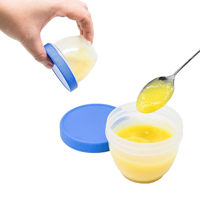 Youngever 18 Sets Baby Food Storage, 2 Ounce Plastic Baby Food Containers with Lids and Labels (Coastal Colors)