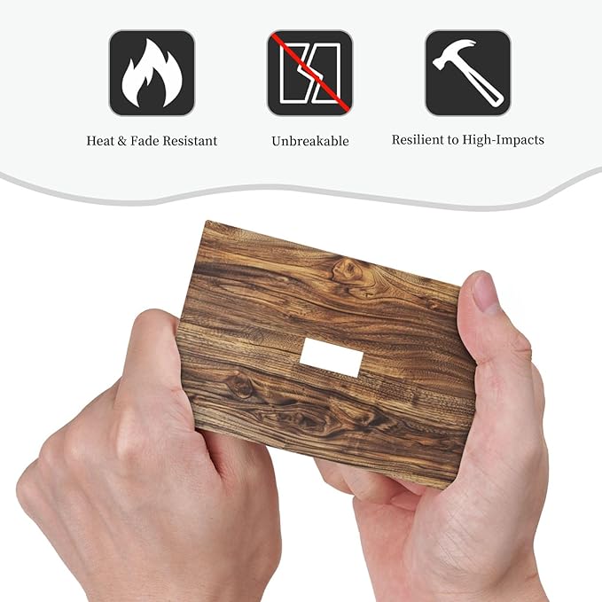 Distressed Wood Brown Wood Texture Decorative Light Switch Cover 1 Gang Single Toggle Device Electrical Faceplate Switchplates Decorator Outlet Wall Plate for Farmhouse Home Decor