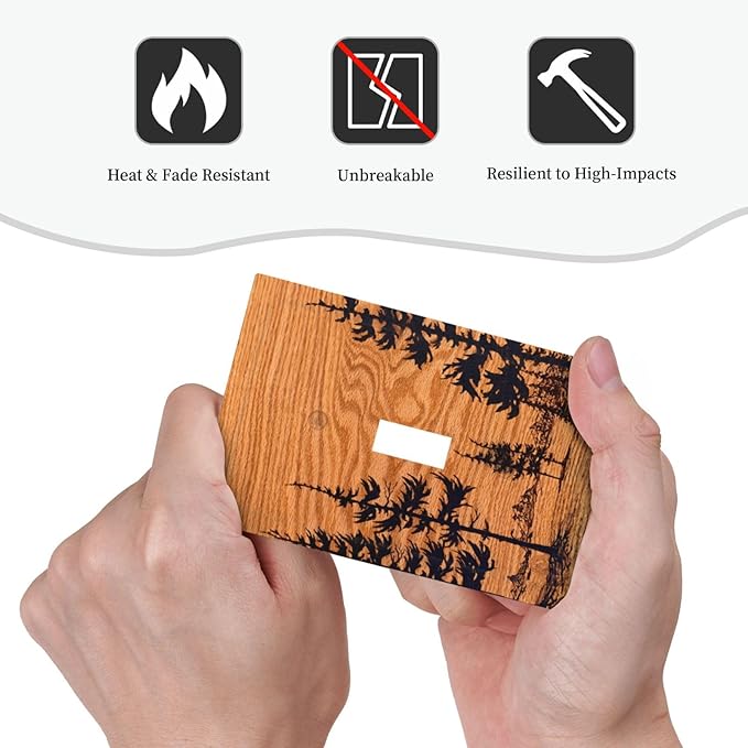 Pine Forest Natural Scenery Silhouette Wood Grain Decorative Light Switch Cover 1 Gang Single Toggle Device Electrical Faceplate Switchplates Decorator Outlet Wall Plate for Farmhouse Home Decor