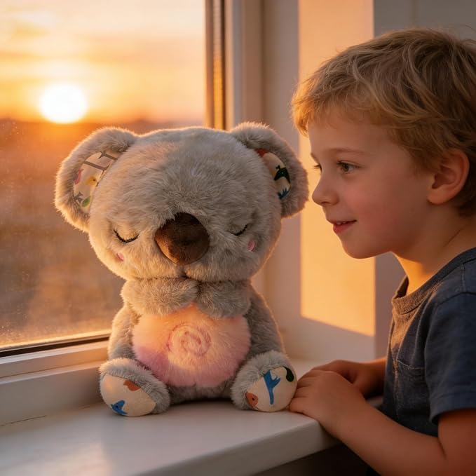 Soothing Breathing Stuffed Animal for Anxiety Adults and Kids, Portable Plush Baby Toy Anxiety Relief Koala, Breathing Animals Anxiety Bear, Easter Basket Stuffers for Teens Toddler
