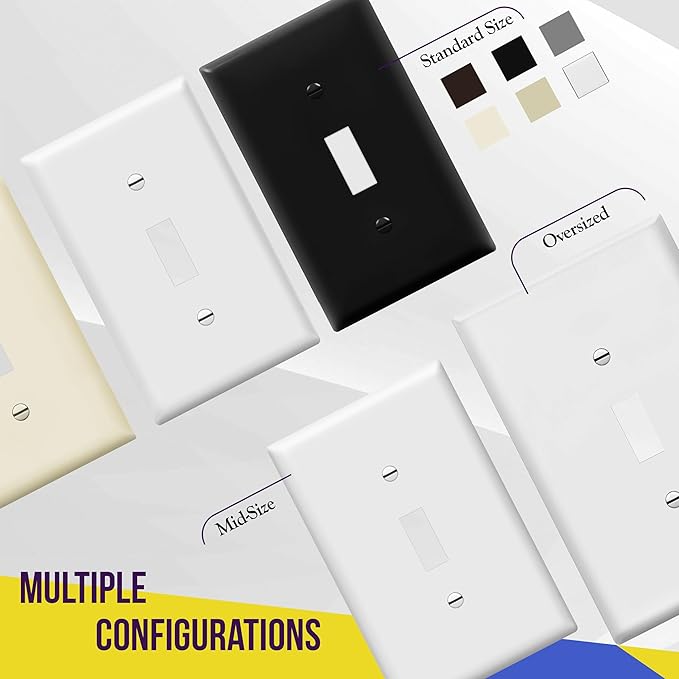 ENERLITES Oversized Toggle Light Switch Wall Plate, Gloss Finish, Jumbo Light Switch Cover, Oversize 1-Gang 5.5" x 3.5", Unbreakable Polycarbonate Thermoplastic, 8811O-W-5PCS, White, 5 Pack