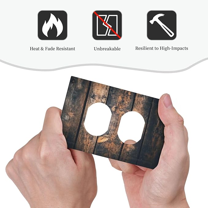 Outlet Covers Brown Vintage Wooden Board Rustic Wood 1 Gang Duplex Light Switch Cover Decorative Switch Plates Electrical Receptacle Faceplate Wall Plate For Farmhouse Cabin Decor