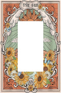 Boho Retro Sun Sunflower Vintage Flower Butterfly Decorative Outlet Covers 1 Gang Single Rocker Light Switch Cover Plate Wall Plates GFCI Faceplate for Farmhouse Home Decor