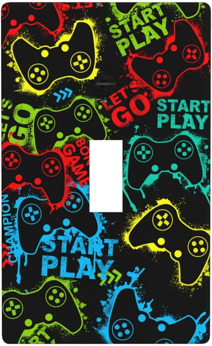 Video Game Light Switch Cover Plates Decorative Single Toggle Wall Plate, 1 Gang Lightswitch Cover