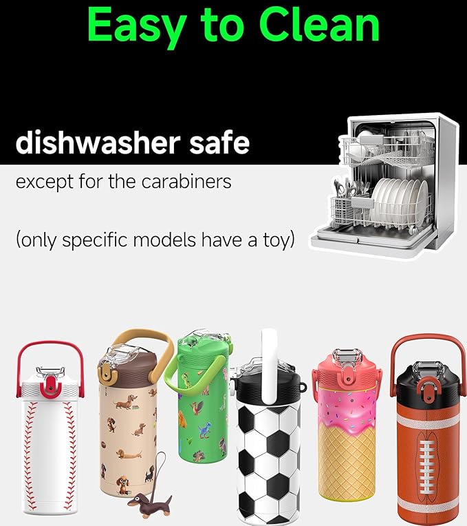 MYFOREST 14oz/400ml Insulated Kids Water Bottle, Odor-Free Surgical Grade Liner, Dishwasher-Safe, Name Spot, Soft Sipper, Gift for Sports Fan (Soccer)
