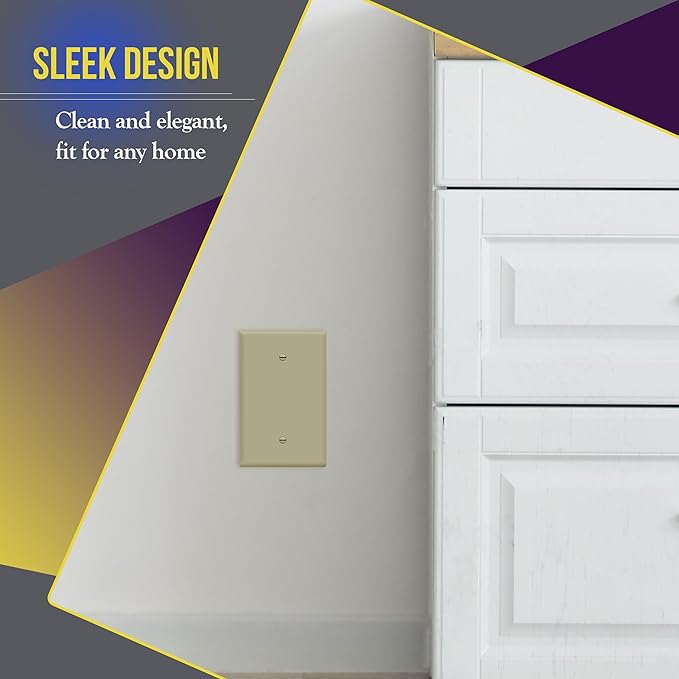 ENERLITES Blank Device Wall Plate, Jumbo Blank Cover, Gloss Finish, Oversized 1-Gang 5.5" x 3.5", Polycarbonate Thermoplastic, 8801O-I, Ivory
