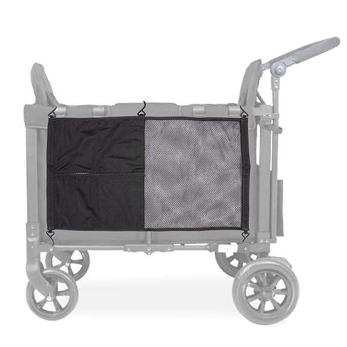 J.L. Childress Universal Stroller Wagon Organizer - Large Mesh Storage for Stroller Wagons with Adjustable Hooks, Baby Accessories & Cargo Storage, Easy Attachment & Install