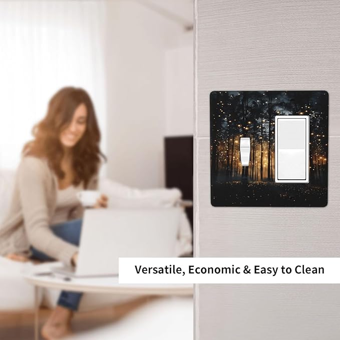 Whimsical Nature Enchanted Forest Landscape Outlet Covers 1 Toggle 1 Rocker Combination Decorative Wall Plate Electrical Switch Plates Light Switch Cover Plate for Bedroom Living Room Decor