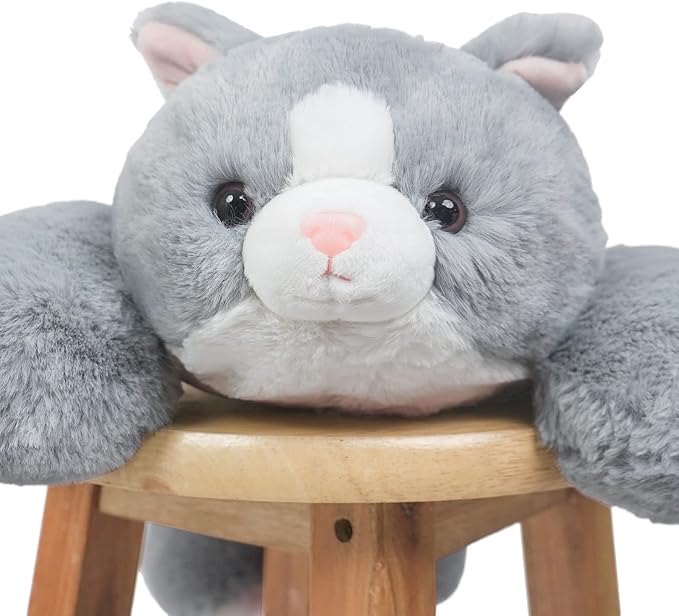 Niuniu Daddy 20" | 3.3 Pound Weighted Cat Stuffed Animals for Kids, Weighted Cat Plush Toy for Toddler Teens Adults, Large Grey Kitty Plushies Pillow with Soft Fur for Present Christmas Birthday