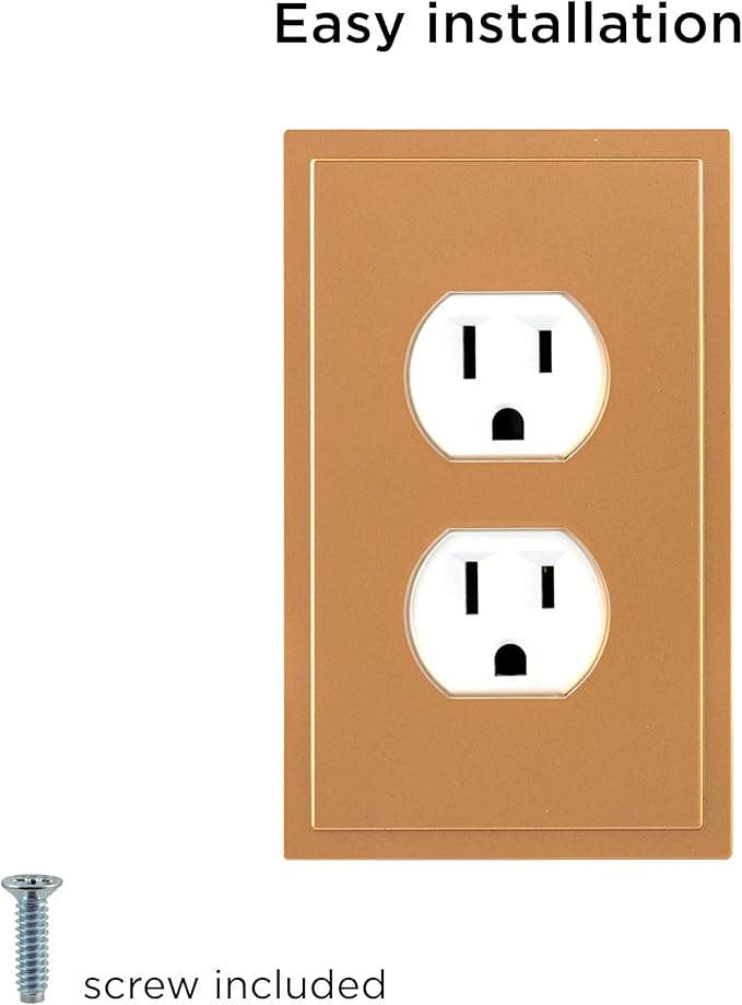 UltraPro Screwless Duplex Receptacle Wallplate, 1-Gang – Modern Snap-On Cover, Child-Safe, Durable Polycarbonate, Easy DIY Installation – Brushed Bronze – 85748
