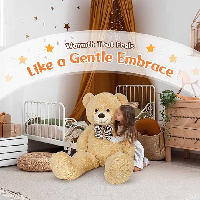 MorisMos Giant Teddy Bear 4 Feet, Cute Big Huge Bear Stuffed Animal 47inch, Classic Teddy Bear Plush Gift for Baby Shower Decorations, Party,Birthday,Valentines Day, Brown