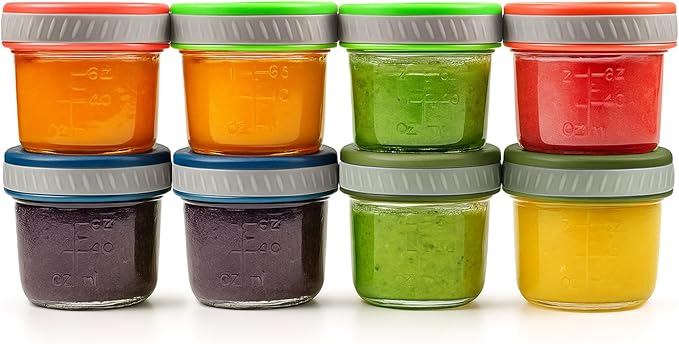 Tronco Glass Food Storage Jars with Lids (4 oz, 8-Pack) – Baby Food, Breast Milk, Snacks, Puree, Reusable Small Containers for Meal Prep & Spice Storage, Freezer, Microwave, Dishwasher Safe