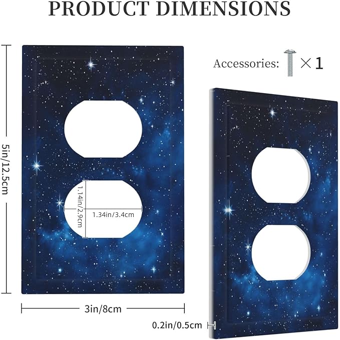 Outlet Covers Galaxy Starry Sky Universe Sparkle Stars 1 Gang Duplex Light Switch Cover Plate Decorative Wall Plates Socket Cover Electrical Switchplate for Bathroom Bedroom Decor