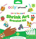 Ooly x Girl Scouts 30 PC DIY Shrinking Art Bracelet Kit for Kids with Markers, 20 Plastic Pre Cut Charms and More, No Mess Creative Activity Jewelry Making Kit