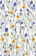 Decorative Light Switch Cover Floral Colorful Green Leaf Wildflower 1 Gang Single Toggle Device Electrical Faceplate Switchplates Decorator Outlet Wall Plate For Bed Room Living Room