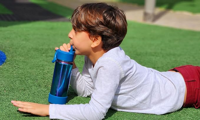 CHILLOUT LIFE 17 oz Kids Insulated Water Bottle for School with Straw Lid Leakproof and Cute Waterproof Stickers, Personalized Stainless Steel Thermos Flask Metal Water Bottle, Dishwasher Safe Color