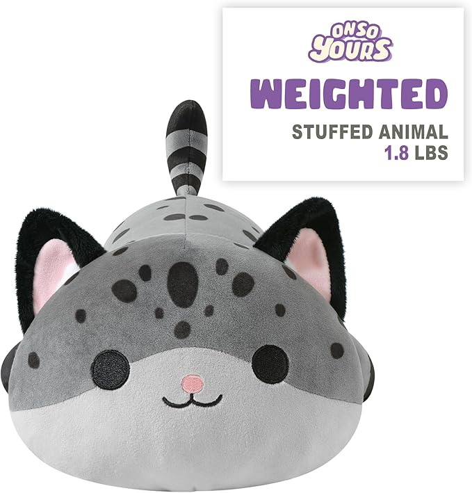 Onsoyours Original Weighted Panther Cat Plush, Cute 13.8"|1.8 Pound Hugging Black Leopard Kitty Weighted Stuffed Animal, Soft Collectible Gift for Kids & Adults