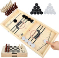 moopok Fast Sling Puck Game - 2 in1 Chess Board and Desktop Battle Super Winner Game,Fast Action Wooden Air Hockey Board Game,Adults and Kids Family Friend Funny Slingshot Game Toys