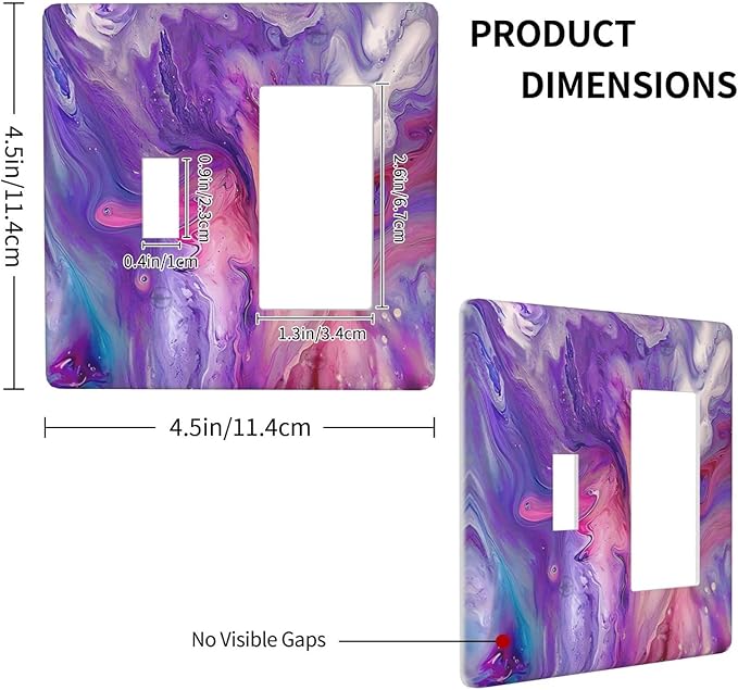 Liquid Marble Modern Abstract Texture Abstract Purple Paint Wall Art Outlet Covers 1 Toggle 1 Rocker Combination Electrical Switch Plates Light Switch Cover Plate Decorative Wall Plate for Living Room